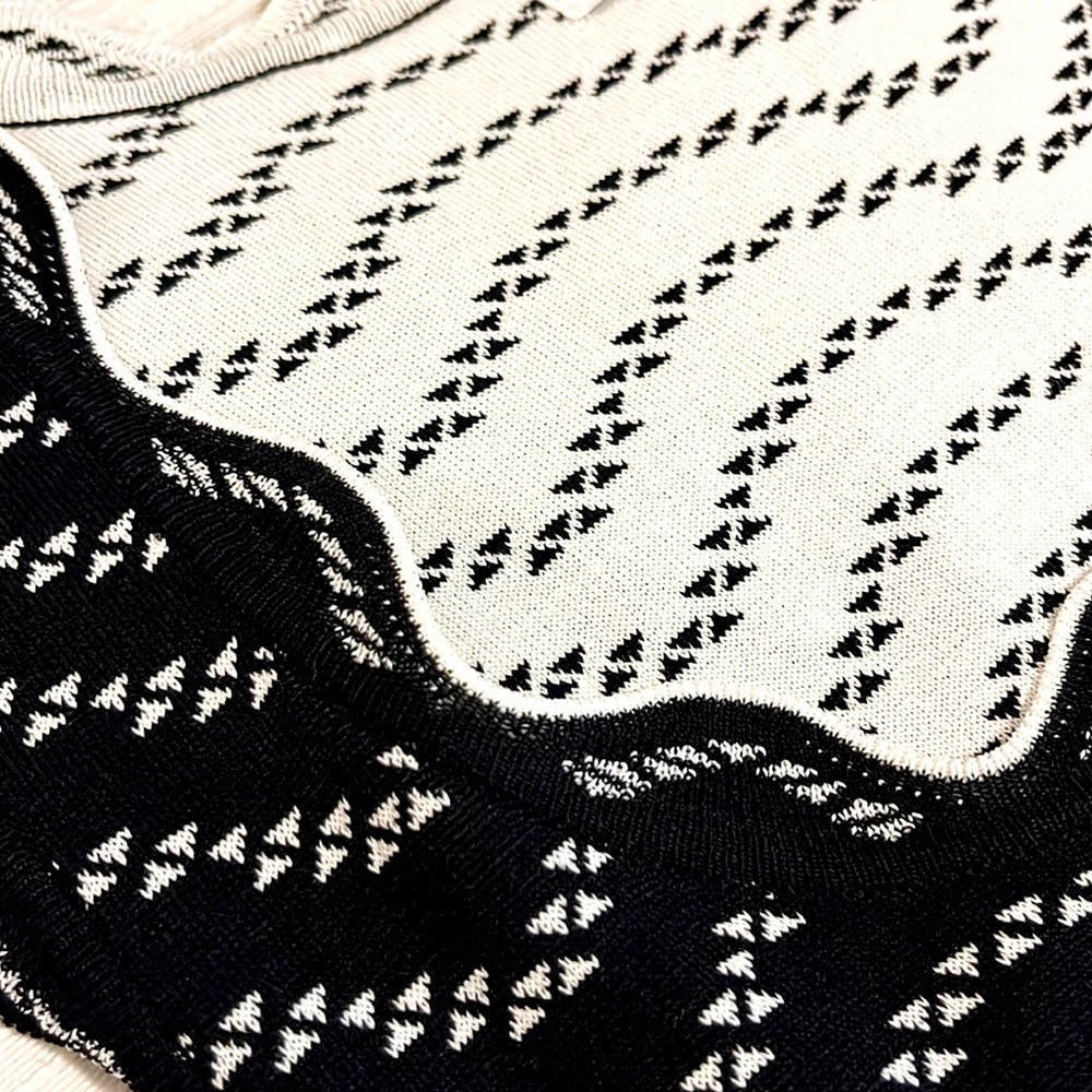 REVOLVE JOHN + JENN black & white scallop neckline knit dress sz small like new - Picture 2 of 6